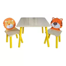 Conjunto Infantil Zoo Kit 1 Mesa E 2 Cadeiras Em Mdf-import