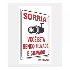 Placa Sorria Voce Está Sendo Filmado Camera 21x15cm 03