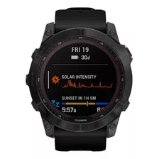 Smartwatch Garmin Zafiro Solar Fenix 7x 1.4 Caixa 51mm De Polímero Reforçado Com Fibra Preta, Pulseira Preta E O Arco Preto De Titânio E Dlc