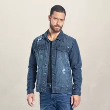 Jaqueta Masculina Jeans Com Puídos