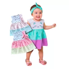 Kit 2 Vestido Bebê 3 Marias Com Faixa Malha Infantil