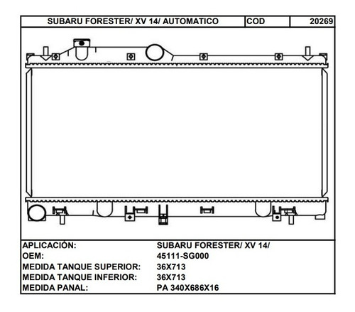 Radiador Subaru Forester/ Xv 14/ Automatico Laminilla 16 Mm Foto 2