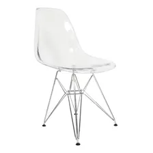 Silla Eames Transparente Con Base De Metal