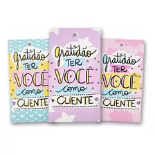 Etiquetas De Roupas C/furo Gratidão 9x5cm 50 Unid Pronta