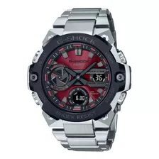 Relogio Casio G-shock Solar G-steel Gst-b400ad-1a4dr Cor Da Correia Prateado Cor Do Bisel Preto Cor Do Fundo Bordô