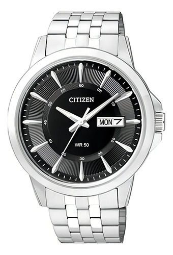 Reloj Citizen Quartz Analog Bf201151e Hombre Color De La Malla Plateado Color Del Bisel Plateado Color Del Fondo Negro