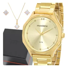 Relógio Feminino Mondaine Dourado Top Prova Dágua Original