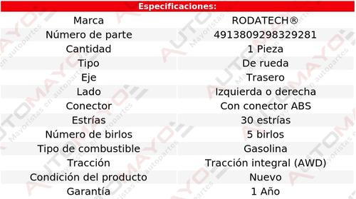 1 - Maza De Rueda Tras Rodatech Captiva Sport V6 3.0l 11-15 Foto 5