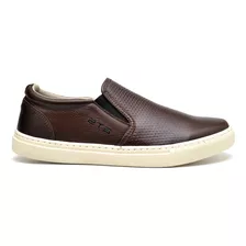 Mocassim Masculino Iate Couro C/ Elástico Lateral Da Gts