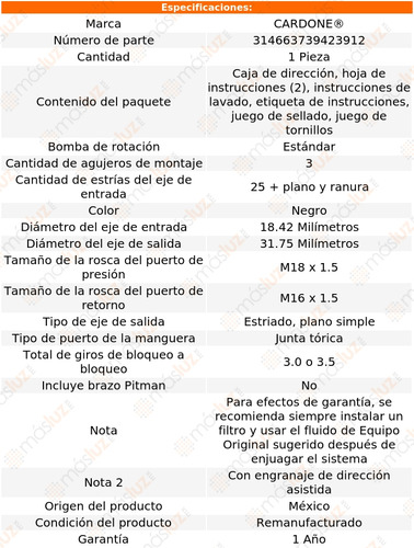 (1) Caja Direccin Hidrulica Chevrolet Impala 95/96 Reman Foto 4