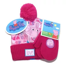 Gorro + Guantes Peppa Pig Original Lana Línea Premium