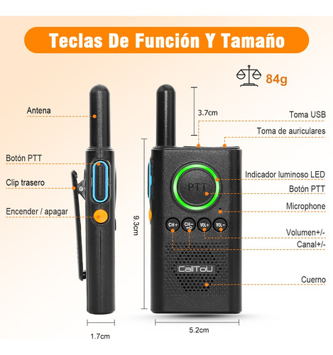 Radio Walkie Talkie De Largo Alcance Recargable, 3 Piezas Foto 9