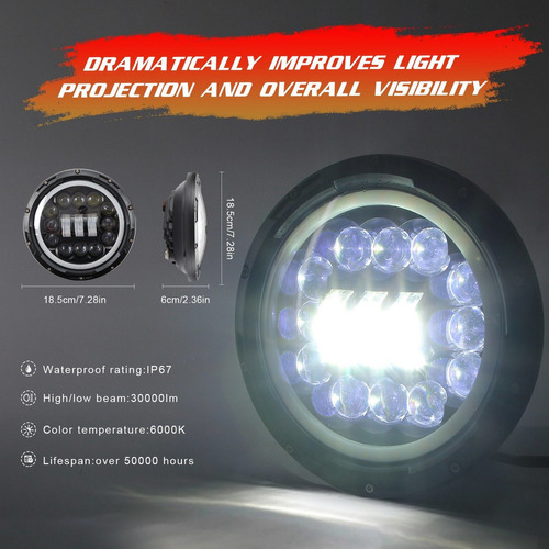 Faro Led H4 De 400 W De 7 Pulgadas Para Suzuki Samurai Jeep Foto 7