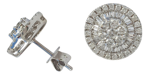 Brinco Pizza De Ouro Branco 18k 750 11mm 1ct Total Ij Vss1  Branco