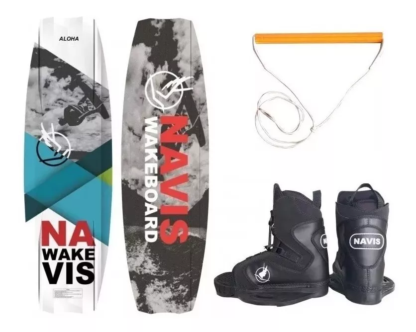 Kit Completo Wakeboard Navis Prancha Aloha + Par De Botas + Manete Com Cabo Wake Board Esqui Aquático