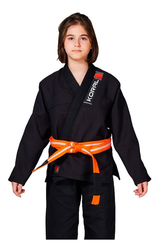 Kimono Jiu-jitsu Infantil Koral Trançado Preto