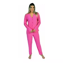 Pijama Longo De Frio Aberto De Botão Amamentação Pós Parto