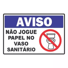 5 Placas Aviso Não Jogue Papel No Vaso Sanitário Ps1mm 30x20