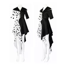 Cruella De Vil Vestido Blanco Y Negro De Cosplay Para Mujer