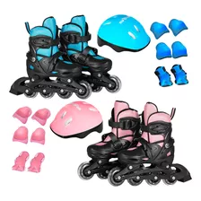 Patins Roller Ajustável Infantil Com Kit Proteção Completo