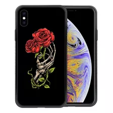 Funda Zhegailian Para iPhone XS Max-calavera Rosa Roja