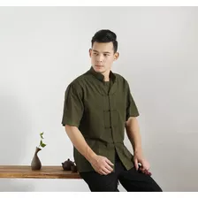 Camisa De Algodón De Manga Corta Para Hombre, Traje De Kung