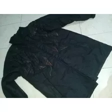 Campera Negro Tela Detalle Hojas T 54