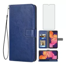 Funda Para Samsung Galaxy A70, Azul/billetera/correa