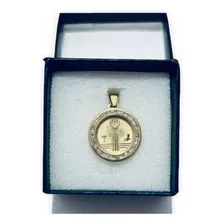 Medalla De San Benito Mediana Con Zirconias Oro 10k