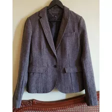 Blazer/chaqueta Forrada 42% Lana Color Gris Y Negro Tall S