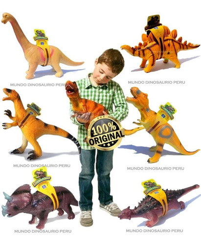 Set De 6 Dinosaurios Grandes Juguete Sonido Niños Coleccion