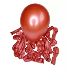 25 Unid Balão Bexiga Cromado Metalizado Vermelho 5 Pol