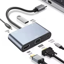 Adaptador Hub Vga/hdmi Duplicar Tela 5 Em 1 P/notebook iPad