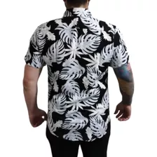 Camisa Listrada Masculina Manga Curta Moda Praia Social