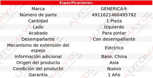 Un Espejo Izquierdo Elect Genrica Pacifica 2017-2019 Foto 2