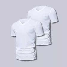 Kit 2 Camisa Gola V Masculina Algodão Premium Excelente Acab