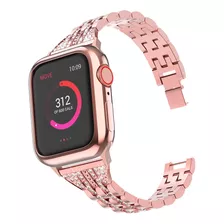 Malla De Reloj Strass P/ Apple Watch Se Serie 6 38 40mm Color Pink / Rosa