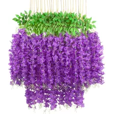 Flores Artificial Wisteria 12pzs 1.1m Decoración Fiesta Boda