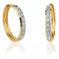 Brinco De Argola Em Ouro 18k Com Zircônias 18mm