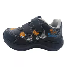 Tênis Infantil Velcro Luzinha Led Pernalonga Space Jam Preto