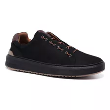 Tênis Casual Masculino Malbork Couro Nobuck Preto 1461p