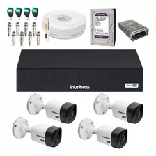 Kit 4 Câmeras Intelbras 720p+ Dvr 4 Canais + Hd 1tb + Fonte