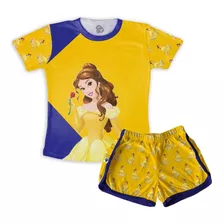 Pijama Confortável Feminino Infantil/adulto Princesa Bela 