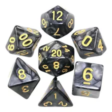 Dados Para Rpg Com Sete - Preto C/nº Dourado