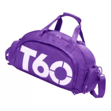 Bolsa Esportiva Mochila Academia Viagem Impermeável T60 Cor Lilás Desenho Do Tecido Liso