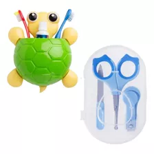 Kit Manicure Baby Com Estojo + Porta Acessórios Tartaruga