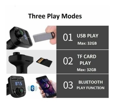 Transmisor Bluetooth Fm Auto Manos Libres Cargador 2 Usb Foto 9