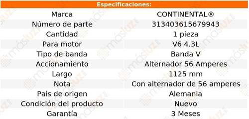 Banda 1125 Mm Acc Caprice V6 4.3l 85 Continental Alt 56 Amps Foto 4