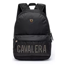 Mochila Bolsa Cavalera Moda Executiva C/ Alças Acolchoada Cor Preto Desenho Do Tecido Lisa