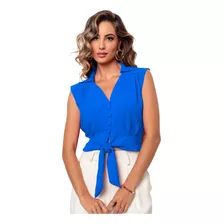 Blusa Feminina Cropped Regatinha Cintura Ajustada Linha Luxo